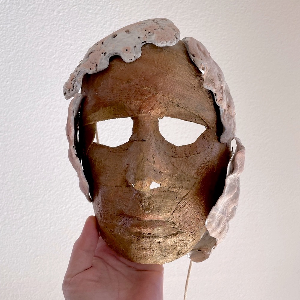 Artistic Gold and Silver Mask with pearls hand made